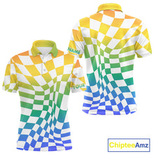 Load image into Gallery viewer, Mens Golf Polo Shirt Custom Colorful Checkerboard Argyle Pattern Golf Shirts For Men NHN0127