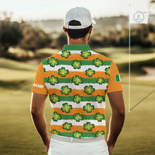Load image into Gallery viewer, Mens Golf Polos Shirts Custom Green Clover St Patricks Day Pattern Ireland Flag Golf Shirt For Men NHN0138