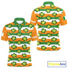 Load image into Gallery viewer, Mens Golf Polos Shirts Custom Green Clover St Patricks Day Pattern Ireland Flag Golf Shirt For Men NHN0138