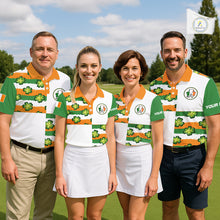 Load image into Gallery viewer, Womens Golf Polo Shirts Custom Ireland Flag St Patricks Day Green Clovers Golf Tops For Ladies NHN0140