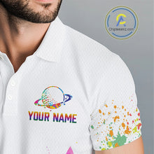 Load image into Gallery viewer, Mens Golf Polo Shirt Argyle Pattern Golf Shirts For Mens Funny Astronaut Watercolor Golf Gifts NHN0006