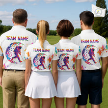 Load image into Gallery viewer, Womens Golf Polo Shirt Argyle Pattern Golf Shirts For Women Funny Astronaut Watercolor Golf Gifts NHN0006