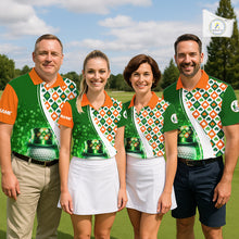 Load image into Gallery viewer, Womens Golf Polos Shirt Custom Green Clover St Patricks Day Plaid Pattern Ireland Flag Flame Golf Ball NHN0142