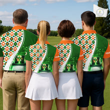 Load image into Gallery viewer, Womens Golf Polos Shirt Custom Green Clover St Patricks Day Plaid Pattern Ireland Flag Flame Golf Ball NHN0142