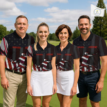 Load image into Gallery viewer, Mens Disc Golf Polo Shirt Custom Name Vintage American Flag Disc Golf Basket Patriotic Golf Shirts  NHN0029