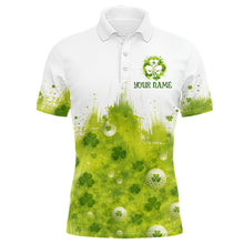 Load image into Gallery viewer, Mens Golf Polo Shirt Custom Gofl Ball Green Clover St Patricks Day Plaid Pattern Golf Tops NHN0161
