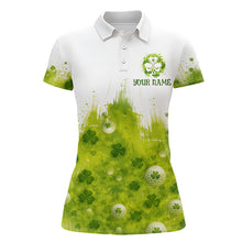 Load image into Gallery viewer, Womens Golf Polo Shirt Custom Gofl Ball Green Clover St Patricks Day Plaid Pattern Golf Tops NHN0161