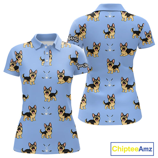 Womens Golf Polo Shirt Custom Funny German Shepherd Team Ladies Golf Tops, Dog Lover Gift NHN0213