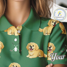 Load image into Gallery viewer, Golden Retriever Womens Golf Polo Shirt Custom Funny Green Team Ladies Golf Tops, Dog Lover Gift NHN0214