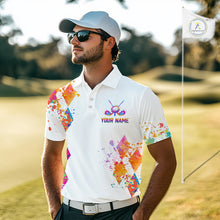 Load image into Gallery viewer, Watercolor Argyle Pattern Golf Polo Shirts Custom White Golf Clubs Golf Shirts For Men Golf Gifts NHN0006