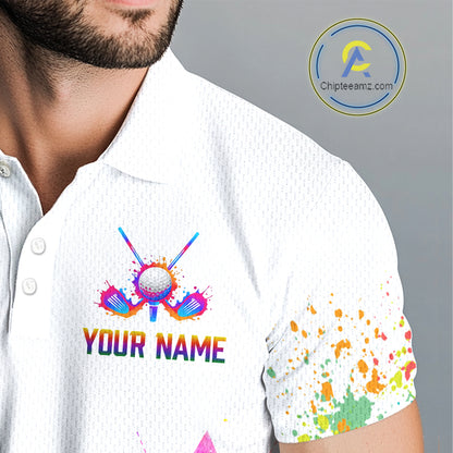 Watercolor Argyle Pattern Golf Polo Shirts Custom White Golf Clubs Golf Shirts For Men Golf Gifts NHN0006