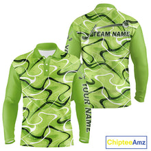 Load image into Gallery viewer, Green And White Long Sleeve Golf Polo Shirt Custom Green Camo Golf Tops For Ladies, Golf Gifts NHN0111