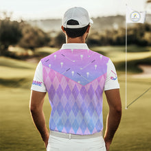 Load image into Gallery viewer, Argyle Golf Polo Shirt For Men Custom Pink &amp; Purple Plaid Golf Clubs Pattern Team Golf Top, Golf Gifts NHN0114