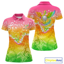Load image into Gallery viewer, Womens Golf Polo Shirt Colorful Music Angel Wing Golf Ball Custom Golf Top For Team, Golfer Gift NHN0130