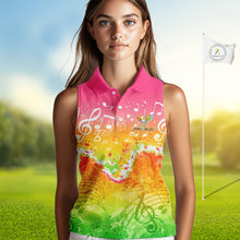 Load image into Gallery viewer, Womens Sleeveless Golf Polo Shirt Colorful Music Angel Wing Golf Ball Custom Golf Top For Team NHN0130