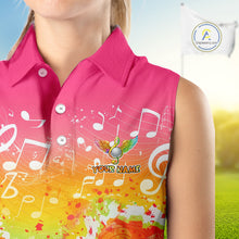 Load image into Gallery viewer, Womens Sleeveless Golf Polo Shirt Colorful Music Angel Wing Golf Ball Custom Golf Top For Team NHN0130