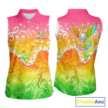 Load image into Gallery viewer, Womens Sleeveless Golf Polo Shirt Colorful Music Angel Wing Golf Ball Custom Golf Top For Team NHN0130