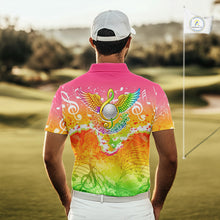 Load image into Gallery viewer, Mens Golf Polo Shirt Colorful Music Angel Wing Golf Ball Custom Golf Top For Team, Golfer Gift NHN0130
