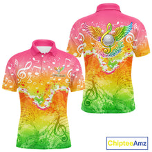 Load image into Gallery viewer, Mens Golf Polo Shirt Colorful Music Angel Wing Golf Ball Custom Golf Top For Team, Golfer Gift NHN0130