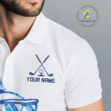 Load image into Gallery viewer, Custom Mens Golf Polo Shirt Funny Blue And White Shark Pattern Golf Shirts For Men NHN0002