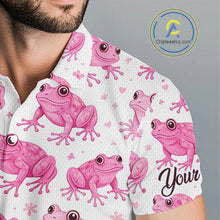 Load image into Gallery viewer, Funny Pink Frog Pattern Mens Golf Polo Shirts Custom Golf Attire For Men Personalized Golfer Gifts NHN0134
