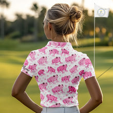 Load image into Gallery viewer, Funny Pink Frog Pattern Womens Golf Polo Shirts Custom Golf Attire For Ladies Personalized Golfer Gift NHN0134