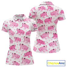 Load image into Gallery viewer, Funny Pink Frog Pattern Womens Golf Polo Shirts Custom Golf Attire For Ladies Personalized Golfer Gift NHN0134