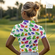 Load image into Gallery viewer, Funny Colorful Frog Pattern Womens Golf Polo Shirts Custom Watercolor Golf Attire For Ladie, Golf Gift NHN0134