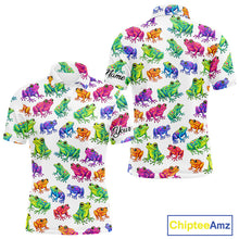 Load image into Gallery viewer, Funny Colorful Frog Pattern Mens Golf Polo Shirts Custom Watercolor Golf Attire For Men, Golf Gifts NHN0134