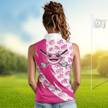 Load image into Gallery viewer, Funny Womens Sleeveless Golf Polo Shirt Custom Pink Frog Pattern Golf Attire For Ladies Golfer Gifts NHN0136