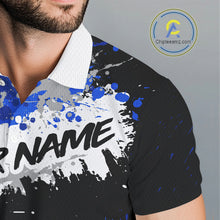 Load image into Gallery viewer, Mens Disc Golf Polo Shirt Custom Name Number Blue Disc Golf Basket Personalized Disc Golf Shirts NHN0028