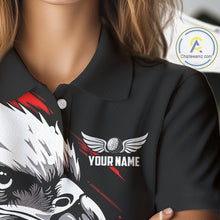 Load image into Gallery viewer, Womens Golf Polo Shirts Custom Red &amp; Black Grunge Pattern Eagle Golf Shirts For Men, Golf Apparel NHN0062