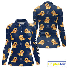 Load image into Gallery viewer, Womens Long Sleeve Golf Polo Shirt Custom Funny Cocker Spaniel Team Ladies Golf Tops, Dog Lover Gift NHN0210