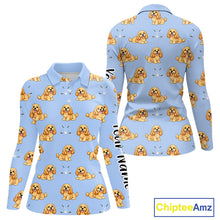 Load image into Gallery viewer, Funny Cocker Spaniel Womens Long Sleeve Golf Polo Shirt Custom Team Ladies Golf Tops, Dog Lover Gift Nhn0210