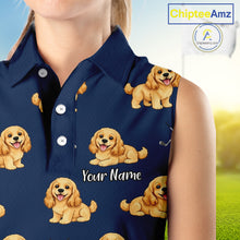 Load image into Gallery viewer, Womens Sleeveless Golf Polo Shirt Custom Funny Cocker Spaniel Team Ladies Golf Tops, Dog Lover Gift NHN0210