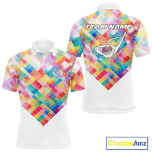 Load image into Gallery viewer, Geometric Pink Mens Golf Polo Shirts Custom Name Golf Shirts For Men Personalized Golf Gifts NHN0089