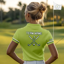 Load image into Gallery viewer, Womens Golf Polo Shirt Custom Name Green And White Golf Shirts For Team Personalized Golf Gifts NHN0096