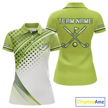 Load image into Gallery viewer, Womens Golf Polo Shirt Custom Name Green And White Golf Shirts For Team Personalized Golf Gifts NHN0096
