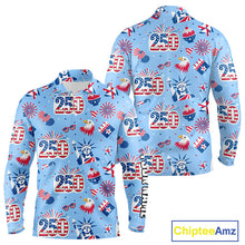 Load image into Gallery viewer, America 250th Anniversary Long Sleeve Golf Polo Shirt For Men, Patriotic USA Golf Shirts, Golf Gift NHN0232