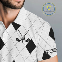 Load image into Gallery viewer, Argyle Mens Golf Polo Shirt Custom Name, Personalized Plaid Golf Shirts For Men NHN0120
