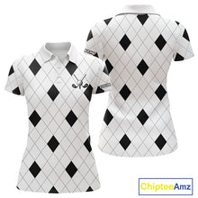 Load image into Gallery viewer, Argyle Women Golf Polo Shirt Custom Name, Personalized Plaid Golf Shirts For Ladies NHN0120