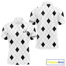 Load image into Gallery viewer, Argyle Mens Golf Polo Shirt Custom Name, Personalized Plaid Golf Shirts For Men NHN0120