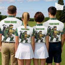 Load image into Gallery viewer, Funny Mens Golf Polo Shirt Custom Green Tropical Leaf Pattern Personalized Turtle Golf Shirts For Men NHN0003