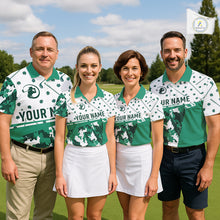 Load image into Gallery viewer, Green Golf Clubs Mens Golf Polo Shirt Custom Name Camo Pattern Golf Shirts Custom Team Golf Top NHN0017