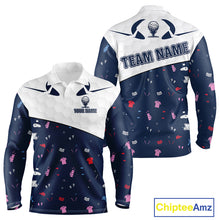 Load image into Gallery viewer, Long Sleeve Golf Polo Shirt Custom Name Funny Blue White Golf Ball Pattern Golf Wear Top For Team NHN0025