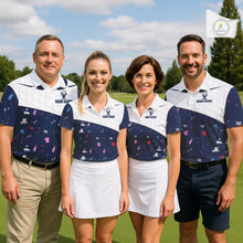 Load image into Gallery viewer, Womens Golf Polo Shirt Custom Name Funny Blue White Golf Ball Pattern Women Golf Wear Top For Team NHN0025