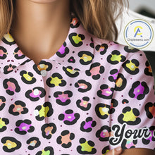 Load image into Gallery viewer, Womens Golf Polo Shirts Custom Colorful Neon Rainbow Leopard Team Golf Shirt Gifts For Golf Lovers NHN0154