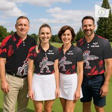 Load image into Gallery viewer, Skull Mens Disc Golf Polo Shirt Custom Name Black And Red Disc Golf Basket Personalized Golf Shirts NHN0049