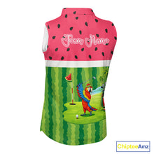 Load image into Gallery viewer, Funny Womens Sleeveless Golf Polo Shirt Custom Watermelon Tropical, Parrot Golf Shirts For Team NHN0183