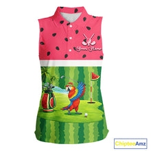 Load image into Gallery viewer, Funny Womens Sleeveless Golf Polo Shirt Custom Watermelon Tropical, Parrot Golf Shirts For Team NHN0183